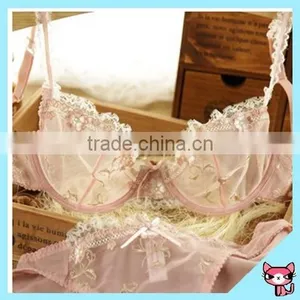 Pink Color No Padding Sexy Wire Bra Set thumbnail-1