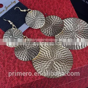 New India Multilayer Disc Fancy Design Women Baroque Gold Earrings thumbnail-6