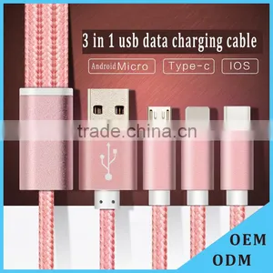 Multi-function Usb Multi Charger Charging Plug USB Data Line Cable 8pins Micro Type c 3 in 1 for IPhone and Android thumbnail-1