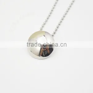 Polished Silver Round Stainless Steel Pendant Chain Necklace Jewelry thumbnail-3