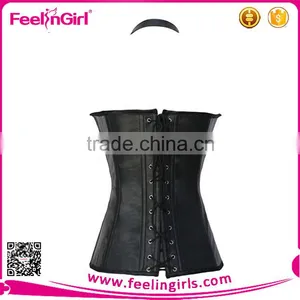 High Quality Black Women Real Tigh XXL Sexy Leather Corset thumbnail-2