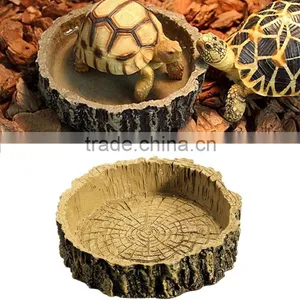 Best Promotion Brown Color 10.5*2.5cm Reptile Tortoise Water Dish Food Bowl Toy For Amphibians Gecko Snakes Lizard thumbnail-6