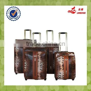 Two Wheels PU Leather Carry On Vintage Trolley Luggage thumbnail-1