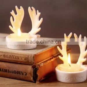 Christmas Decoration Ceramic Antlers Candlestick,Christmas Antlers Candelabra Candle Holders thumbnail-6