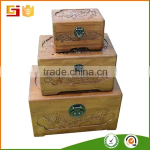 Antique Storage Jewelry Case Carved Wooded Storage Jewelry Box thumbnail-1