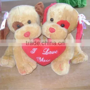 Lovely&beautiful Soft Stuffed Plush Valentine Dog With Heart Pillow for Valentine Festival thumbnail-1