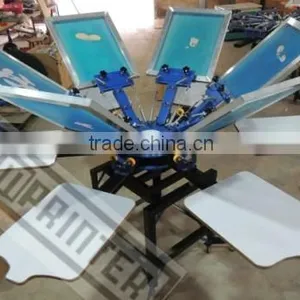 TM-R6 6-color Manual Rotary Fabric Printing Textile Screen Printer Machine thumbnail-1