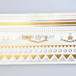 Wholesale Shiny Foil Temporary Tattoos Flash Gold Body Art Tattoos Water Transfer Fake Jewelry Tattoos Factory thumbnail-2