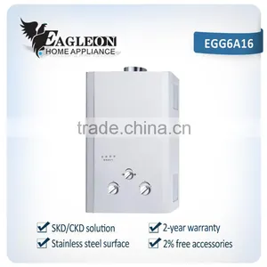 High Efficient 6L Stainless Steel Portable Instant Flue Type Gas Water Heater EGG6A16 thumbnail-1