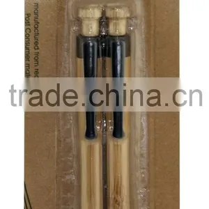 2pc Black Plastic Clip Bamboo Barrel Gel Ink Pen in Blister Card thumbnail-1