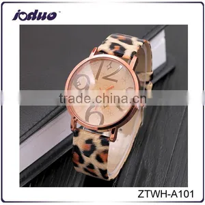 Latest Design Rose Gold Leather Leopard Watch For Women thumbnail-1