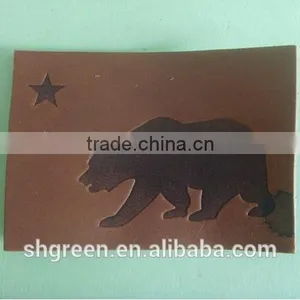 Embossed Bear Logo Leather Label for Suits thumbnail-1