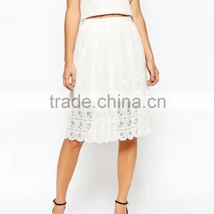 100% Cotton White Lace Skirt Broderie Anglaise Lace Skirt thumbnail-1