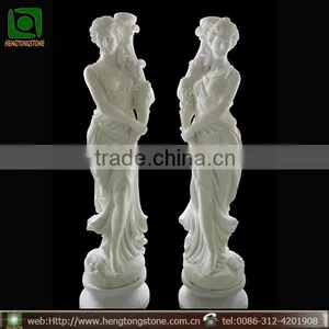 White Marble Garden Lady Lamp Statue thumbnail-1