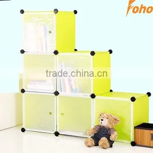 6 Cubes PVC Plastic Green Color 4mm Thickness Wire Bookcase(FH-AL0024-6) thumbnail-1