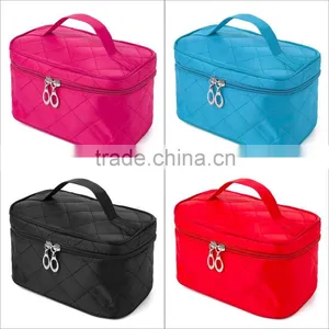 New Good Portable Type Bags Zipper Cosmetic Storage Make up Makeup Bag 4colors Handle Train Case Purse Toiletry Pouch thumbnail-5