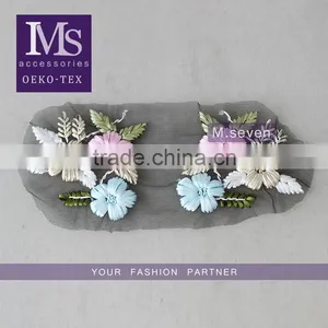 New Selling Trendy Style Fashion Colorful Satin Ribbon Crochet Flower Applique thumbnail-1