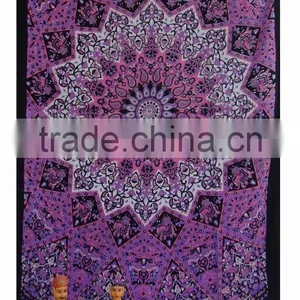 Twin Bedspread Cotton Printed Single Dorm Bed Cover Tapestries Indian Elephant Tapestry thumbnail-1