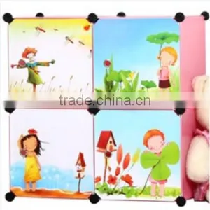 Kid's Furniture DIY Plastic Cubic Storage Boxes Set Cabinet Shelf Closet 6 Cube Organizer for Kids thumbnail-1