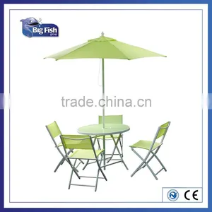 6 Piece Garden Patio Furniture With 4 Folding Chairs & 1table & Parasol thumbnail-1