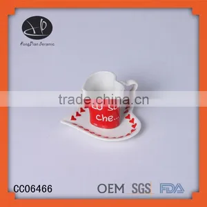 Lovely Ceramic Heart Shaped Tea Cup and Saucer ,heart Cup and Saucer for Gifts,heart Cup thumbnail-1