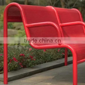 High Backed Outdoor Metal Resting Bench thumbnail-3
