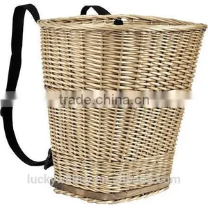 Decorative Woven Wicker Packback Basket/handwoven Willow Pannier Basket With Adjustable Straps thumbnail-1
