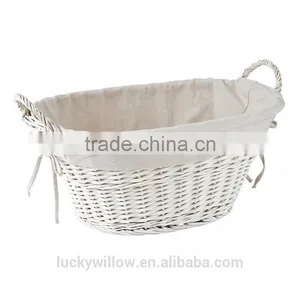 Oval White Laundry Basket thumbnail-1