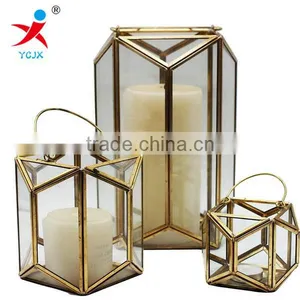 European Outdoor Furnishing Articles, Wrought Iron Candlestick, Glass Floor Storm Lantern Wedding Gift Hotel Decoration thumbnail-1