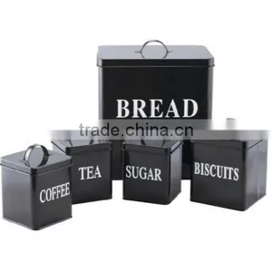 Food Grade Kitchen Square Metal Storage Canisters Set Bread Box Coffee Tea Biscuit Sugar Tin Jar thumbnail-4