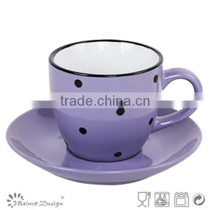 Cheap 8oz Tea Cup and Saucer Green Stoneware Cup and Saucer thumbnail-3