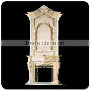 Indoor White Natural Stone Hand Carved Marble Fireplace thumbnail-1