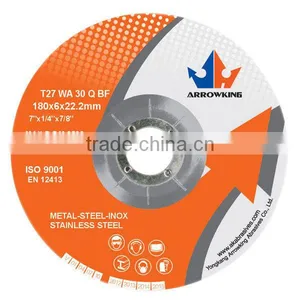 7"(180x6x22.2mm) Depressed Center Resin Bonded Reinforced Grinding Wheel For Stainless Steel thumbnail-1
