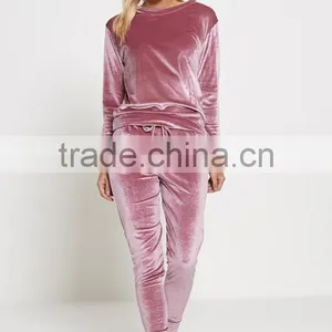 Custom Velour Tracksuits Elegant Lounge Wear Track Bottoms Gym Streetwear Sports Purple Velvet Tracksuit Wholesale thumbnail-5