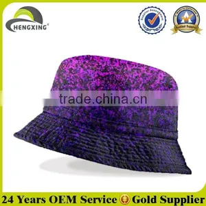 Purple Blank Cotton Custom Print Pattern Bucket Hat thumbnail-1