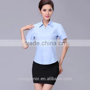 New Design Classic Fit Short Flared Sleeve Cotton Shirt for Ladies thumbnail-2