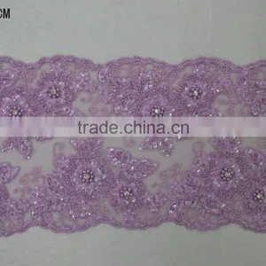 2017 Fancy George Lace Indian Embroidered Beaded Lace Trim Border thumbnail-4