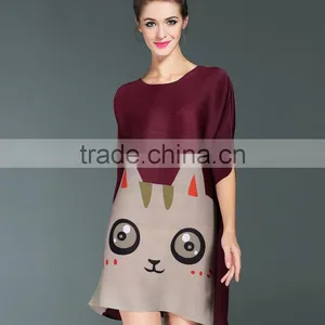Lovely Cat Print Women Loose Custom Design Casual Dress thumbnail-5