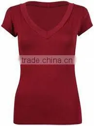100% Cotton 220gsm, Women's T-shirt , V-neck thumbnail-4