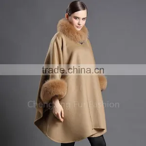 CX-B-P-19 Fur Trim Fashion Pashmina Large Size Warm Stole Scarf Shawl thumbnail-2
