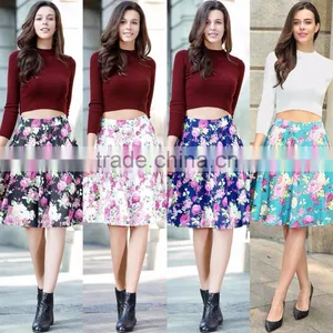 Z&M Women Floral Print Vintage Pleated Fashion Skirt thumbnail-1