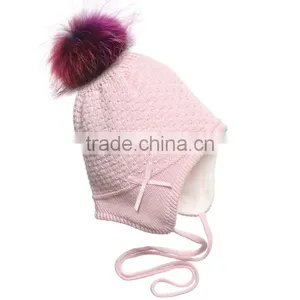 Myfur Children Girls Cotton Hat With Fleece Lining Earflap Braid Beanie Cap thumbnail-1