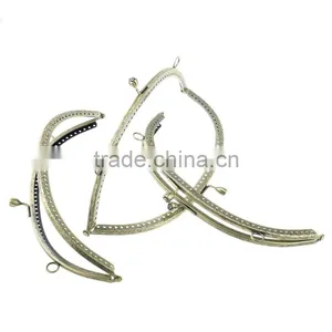 Wholesale Antique Bronze Clear Rhinestone Rose Flower Pattern Metal Frame Kiss Clasp For Purse Bag thumbnail-3