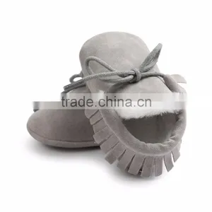 Toddler Baby Moccasins Winter Keep Warm With Fur Snow Lace up Baby Shoes thumbnail-6