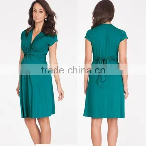 Green Knot Front Maternity Dress,pregnant Woman Sex Wholesale Sexy v Neck Pregnant Woman Sex thumbnail-1