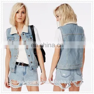 Hot Sale Unique Design Sleeveless Jean Jackets for Girls Wholesale China thumbnail-1