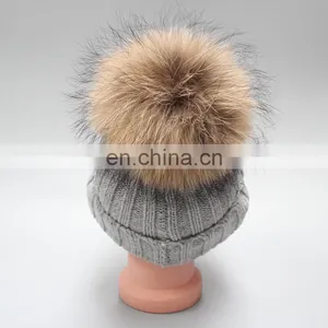 Plain Winter Knitted Hat With Pom Pom ,children Kid Knitting Cap thumbnail-4