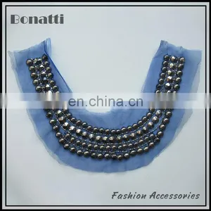 Blue Mesh With Metal Sequins Women Neck Collar thumbnail-1