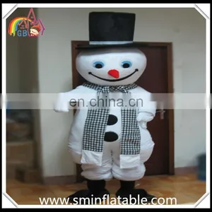 Lovely Snowman Mascot Costume, Three Person Snowman Fur Costume for Adult thumbnail-2