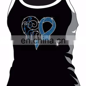 2018 Bling Blue Love Shaped Breast Cancer Rhinestone Transfer thumbnail-2